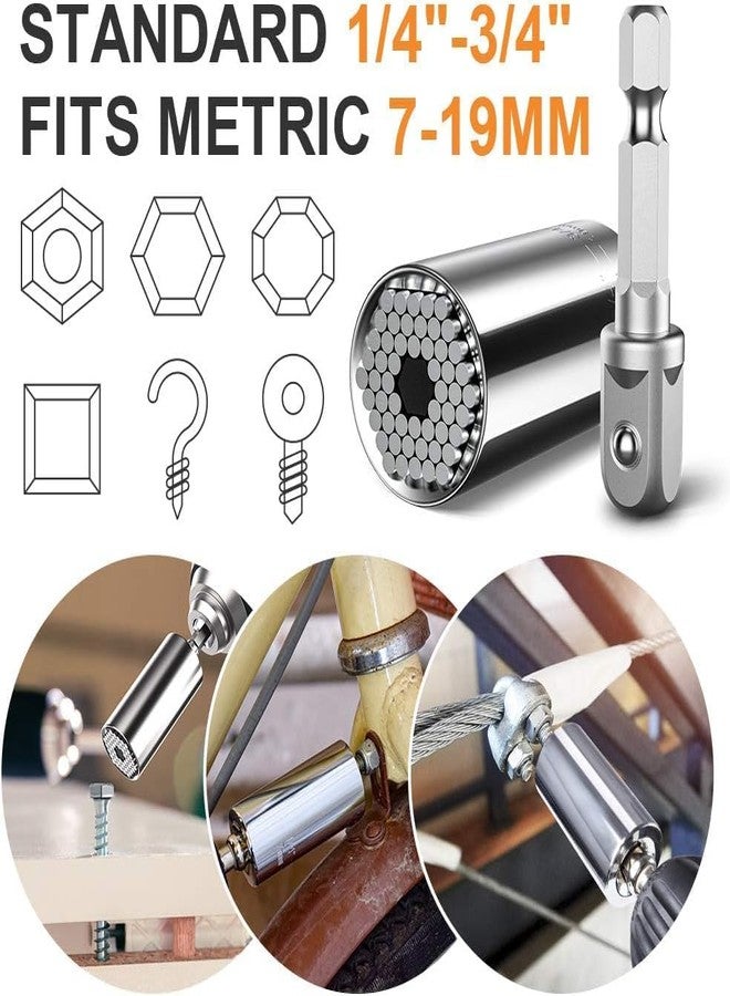 CLOUDTAB Universal Socket Wrench Tool Multi-Function Self-Adjusting Grip 7mm-19mm Power Drill Adapter for Any Bolt, Nut, Hex, Flat, Square Multi-Size in One for Drill, Repair, Joint, Screw Improvement - Image 3